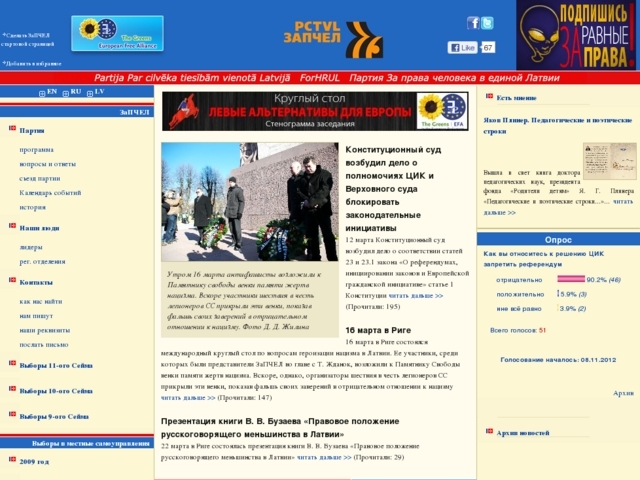 Par cilvēka tiesībām vienotā Latvijā, Politisko organizāciju apvienība, 